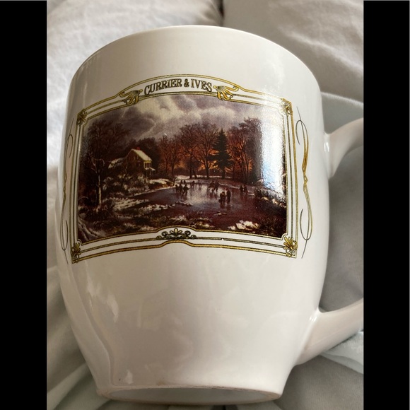 Pair of Currier & Ives Skating on the Pond mugs☕️ - Picture 2 of 6